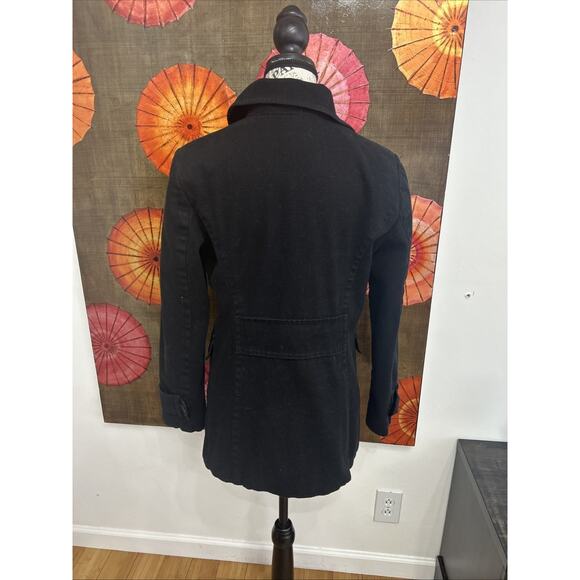 New York & Company Dark Black Cotton Denim Mid-Length Spring Jacket Preppy Sz S - Picture 4 of 5